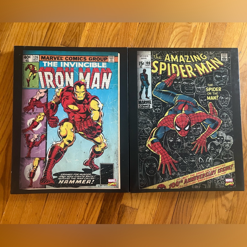 Pottery Barn Kids Marvel Comic Art Prints - Iron Man and Spider-Man